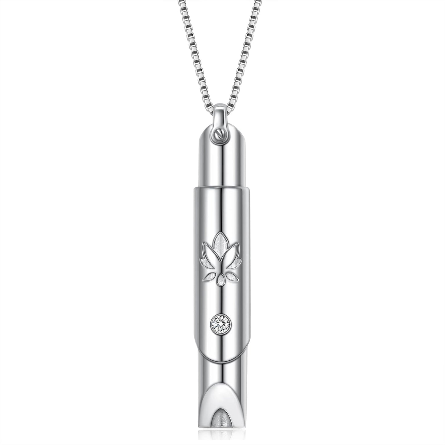 Ladytree Breathing Necklace for Anxiety Relief Sterling Silver Anxiety Necklace with Lotus Design Stop Smoking Necklace Quit Vaping Breathlace Mindfulness Gift for Women Men