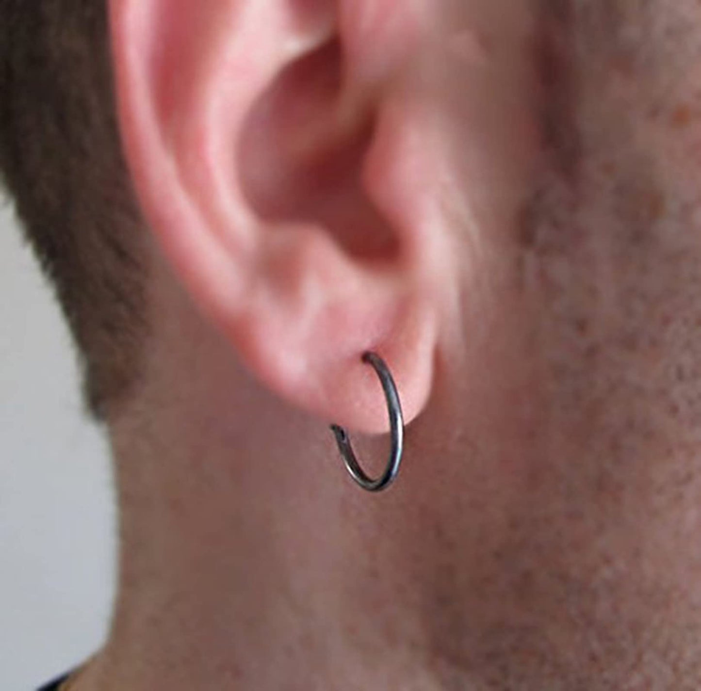 EPIRPRA Silver Hoop Earrings- Cartilage Earring Small Hoop Earrings for Women Men,4 Pairs of Hypoallergenic 925 Sterling Silver Tragus Earrings (Black,8mm/10mm/12mm/14mm)
