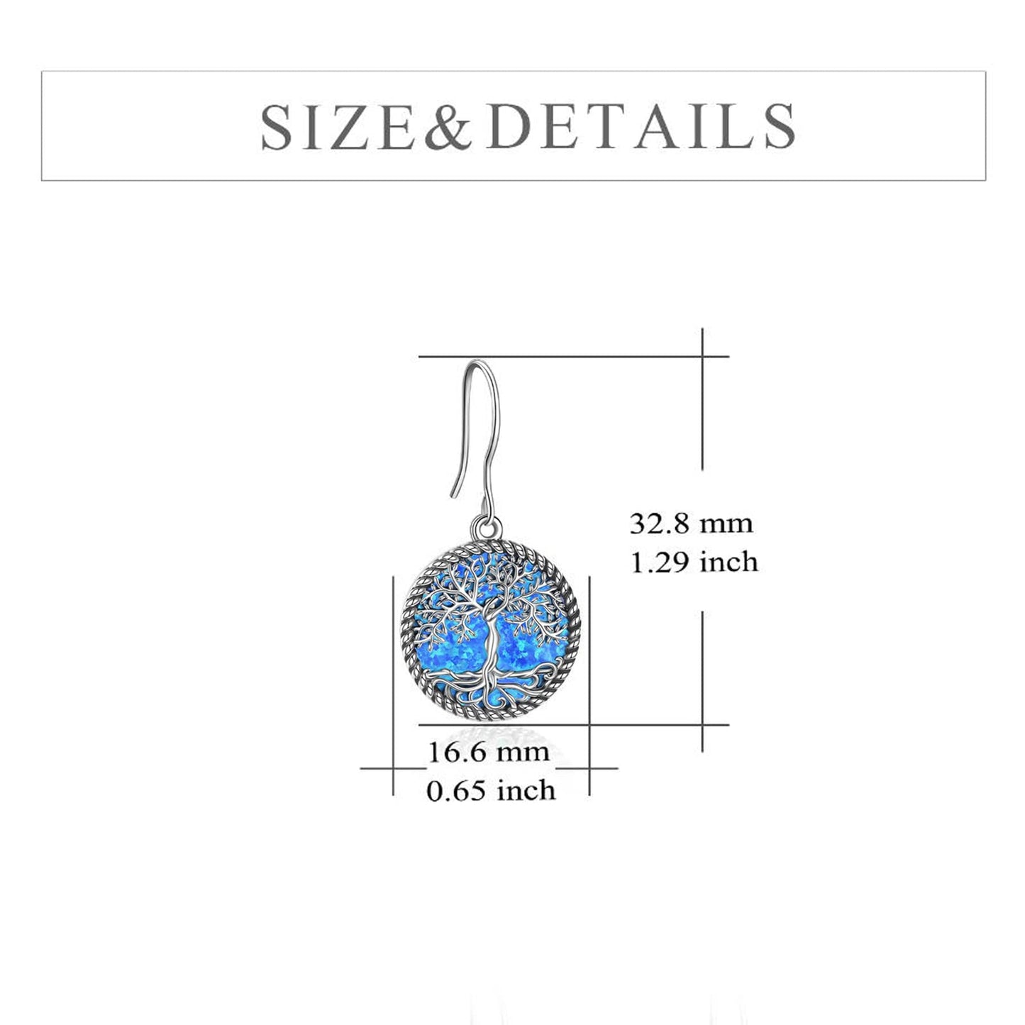 ONEFINITY Sterling Silver Blue Opal Tree of Life Dangle Drop Earrings Tree of Life Jewelry for Women Jewelry Gifts