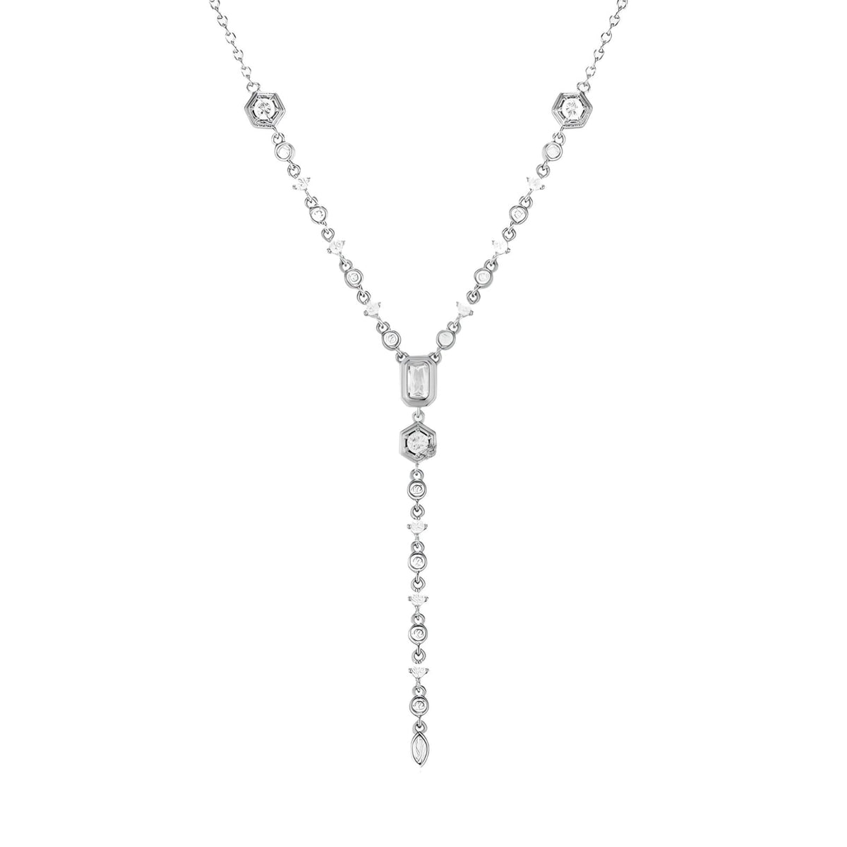925 sterling Silver Lariet Necklace, 14K Yellow Gold Long Y Necklace with Zircon Geometric Long, Vintage Charm Silver Lariat Jewelry Accessories, Simple Shiny Gold Lariet Necklace for Women