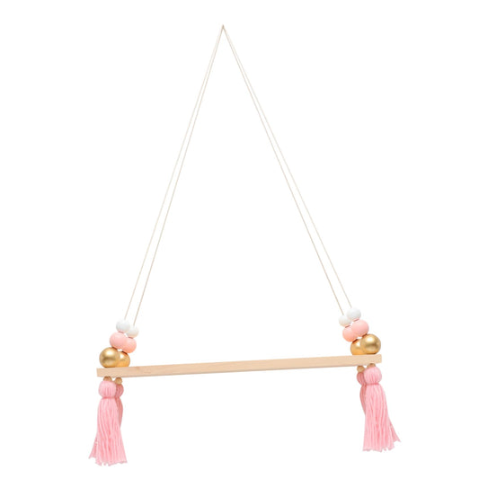 HOODANCOS Decorative Hanging Flowerpot Rack with Tassel Stylish Wooden Wall Shelf for Indoor Plants Easy Installation Space-Saving Design for Home Decor and Boy Girl Rooms