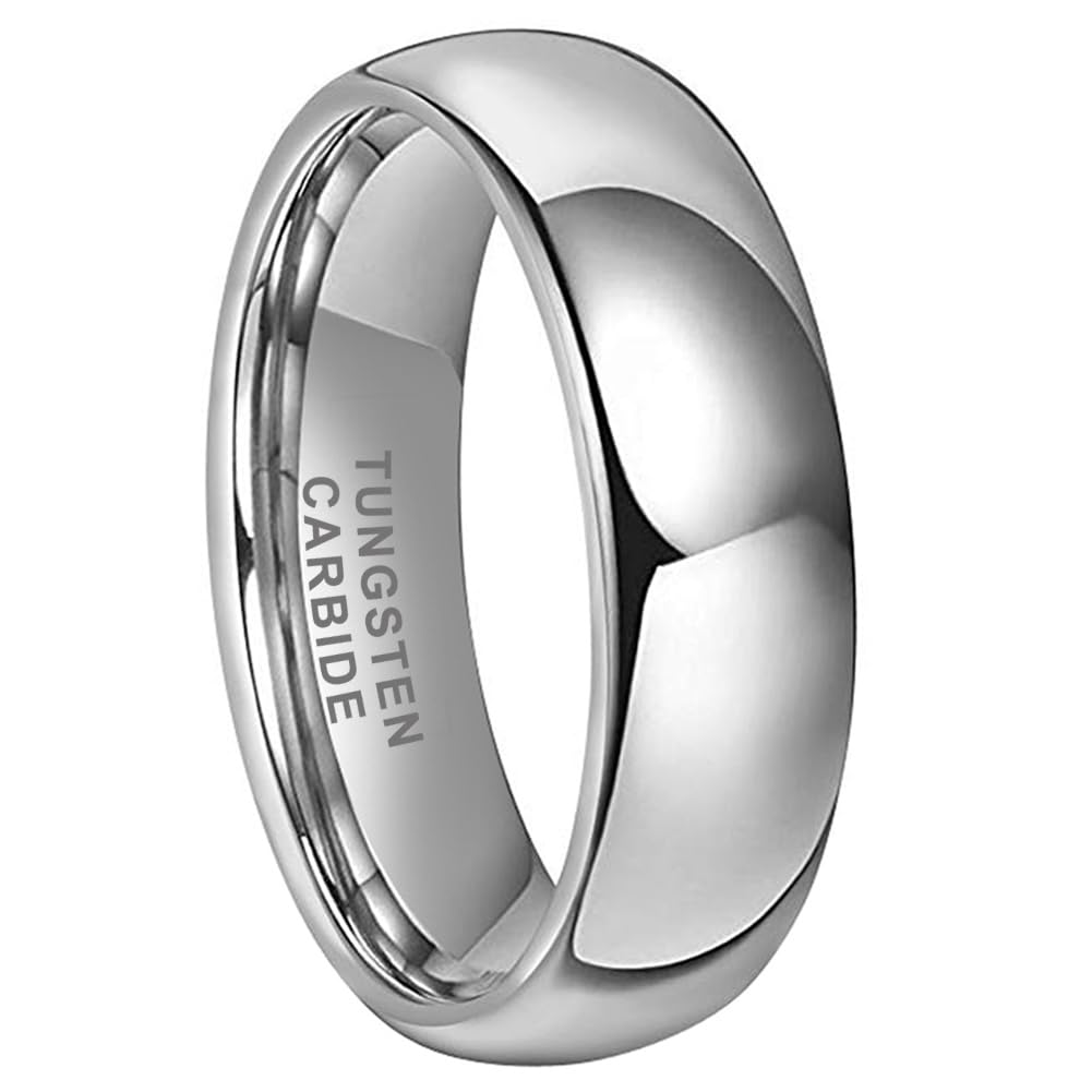 TUTISS 7mm Tungsten Carbide Rings for Men Women Engagement Wedding Bands Domed Polished Shiny Comfort Fit Size 11