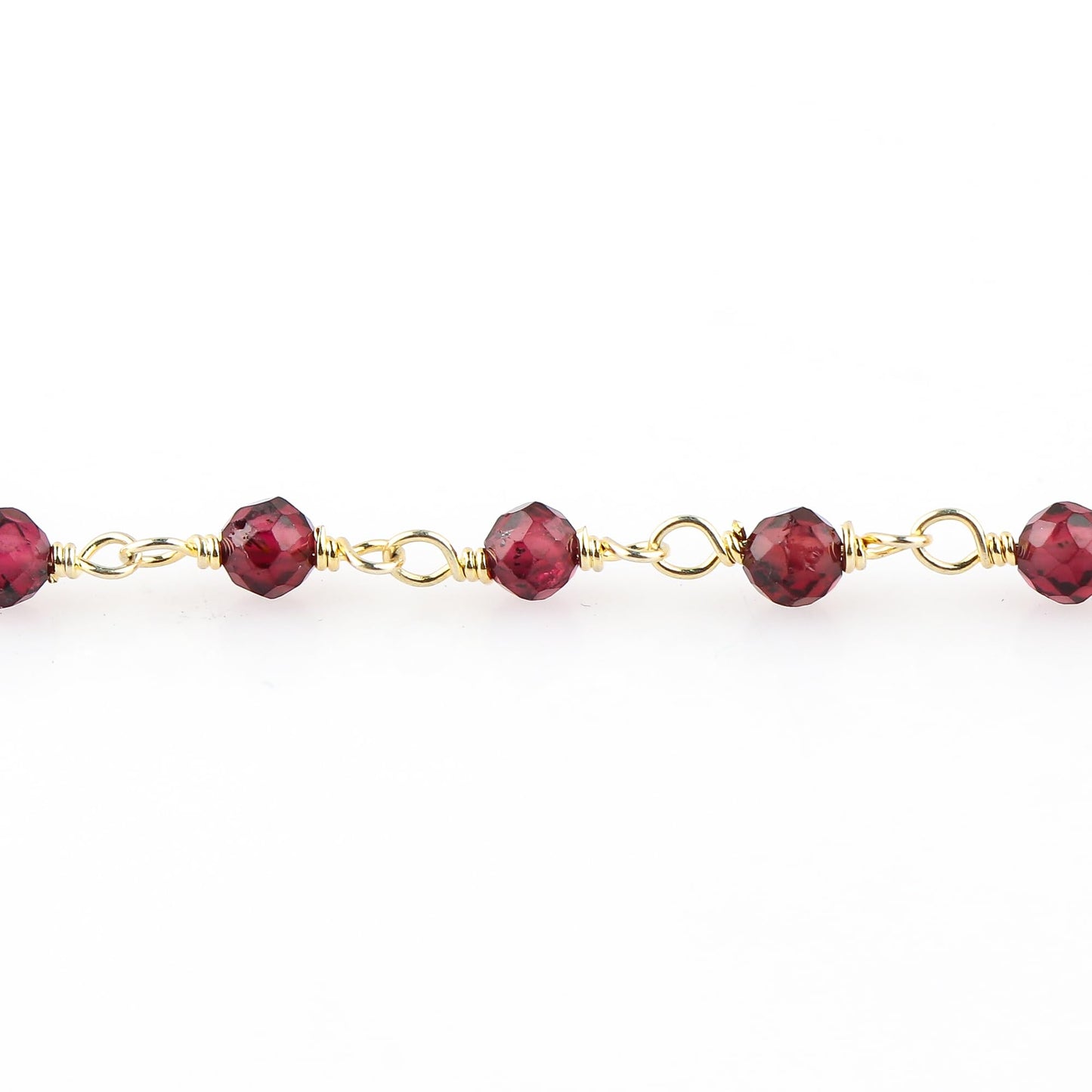 JOR Natural Garnet Beaded Rosary Anklet, Handmade Craft, Anklet Beads Bracelet, Chakra Healing Anklet, Gemstone Women Jewelry, Dainty Gold Plated Anklet 9 inch + 2 inch (1pcs)