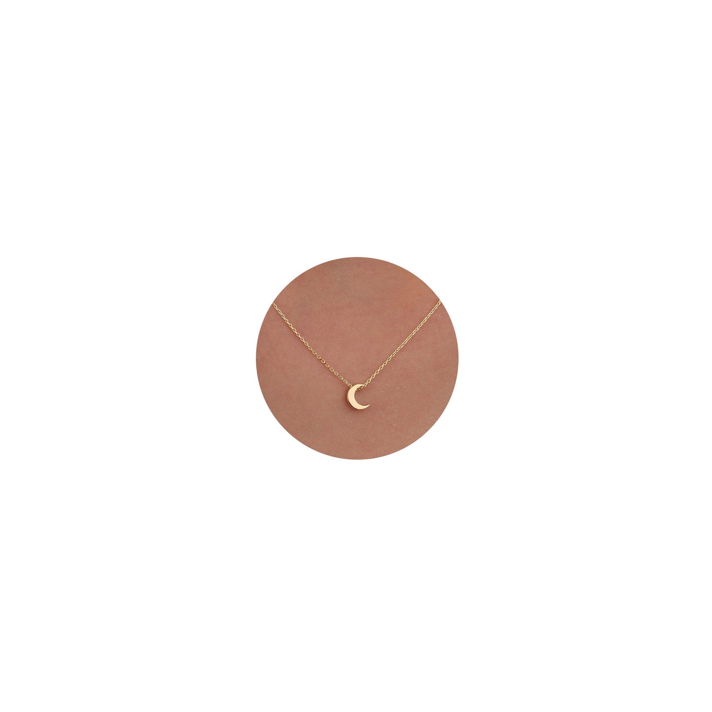 VRIUA Moon Necklace for Women,Dainty Gold Necklace 14k Gold Plated Moon Pendant Necklace Simple Jewelry Everyday for Women