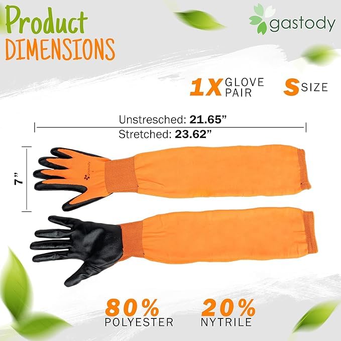 Gastody™ Long Gardening Gloves Women and Men M - Long Sleeve Garden Gloves Multipurpose Heavy Duty Outdoor and Indoor - Long Cuff Garden Gloves - Thorn Resistant Protective Work Rose Pruning Gloves