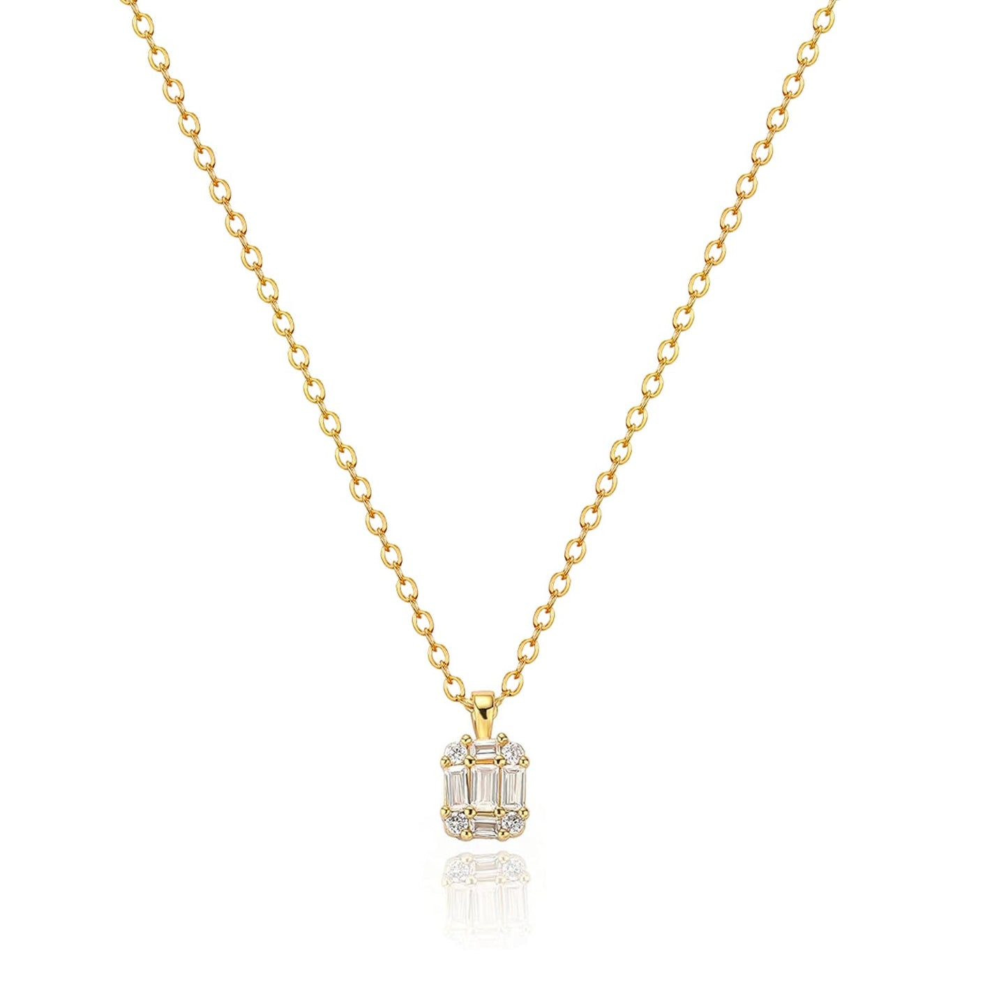 Zeffy Gold Necklace Diamond Pendant Necklaces Dainty Simple Cute Gold Cubic Zirconia Necklaces for Women Trendy Gold Jewelry Gift