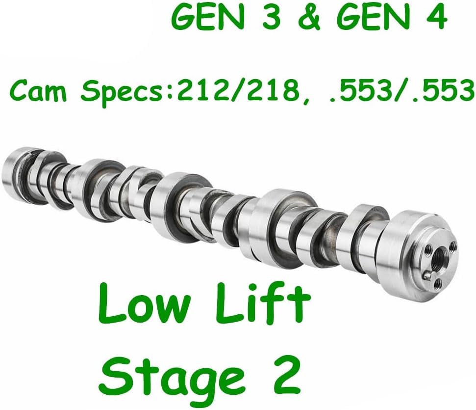 Zieichy Stage 2 24 Camshaft .553/.553 Engine Camshaft Hydraulic Roller Low Lift Cam TSPLL212218 Camshaft Fit for GM Truck LS 4.8 5.3 6.0 6.2L 1999-2013，Replace TSPLL212218,12565308, 19355738, 12561721