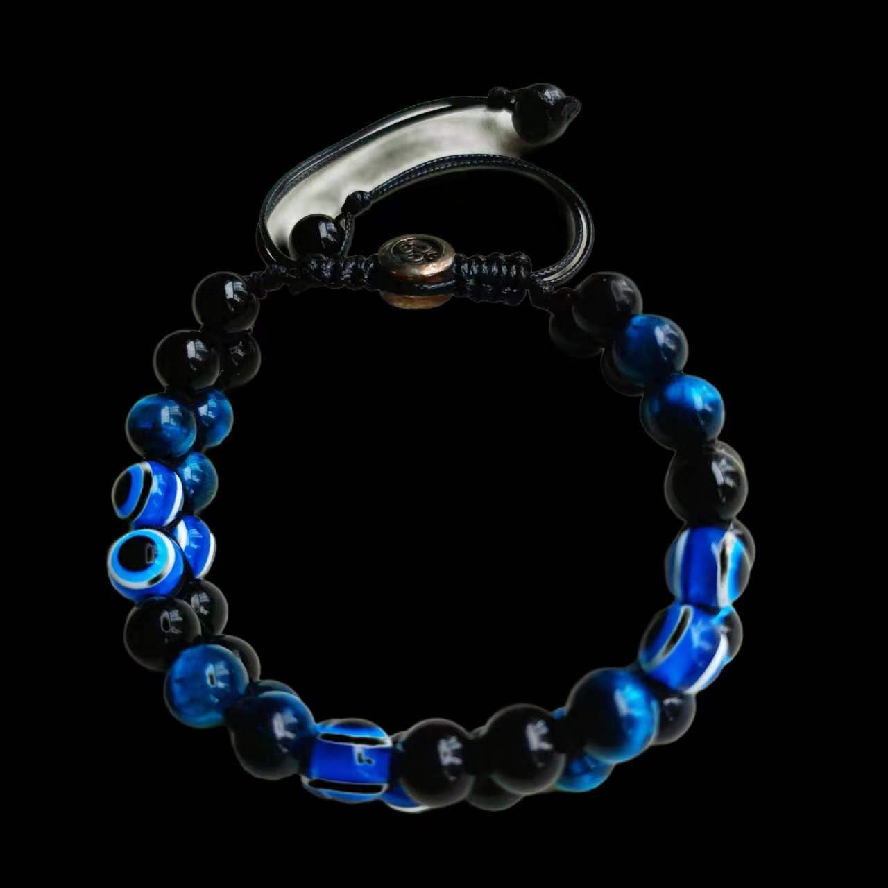 Evil Eye Bracelets for Men Women - Triple Protection Bracelet - Tiger Eye and Black Obsidian Chakra Energy Healing Bracelet - 8mm Beads Good Luck Prosperity and Happiness Crystal Jewelry Stone