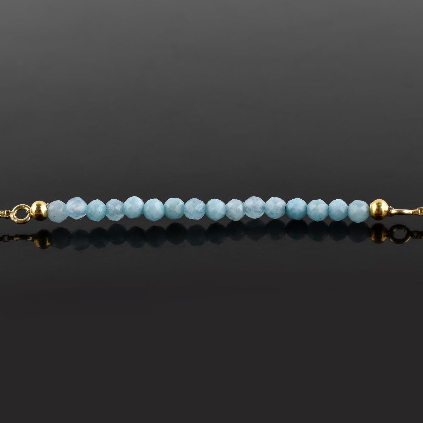 InfinityGemsArt Larimar Bracelets For Women, Natural Birthstone Jewelry Blue Beads Beaded Stone Bolo Slider Crystals Gemstones Jewelry, 14K Gold Plated Adjustable Chain, Valentines Day Gifts For Her