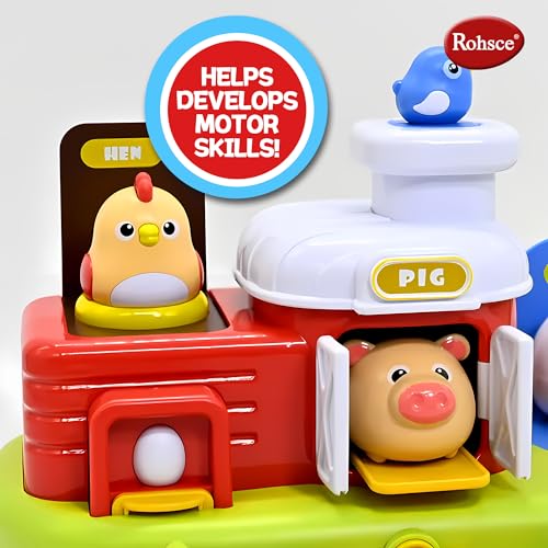 Baby Pop Up Toy with Music- Cause and Effect Pop Up Animal Toys for 6-12 Months Toddlers, 1 Year Old Babies Boys Girls, Infant Interactive Early Learning Educational Montessori Gifts