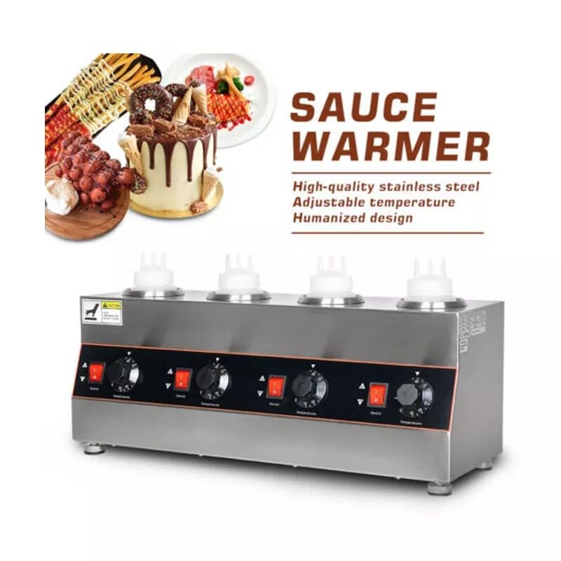 Commercial Electric Sauce Warmer Electric Cheese Sauce Warmer Hot Fudge Warmer Dispenser Cheese Dispenser Warmer with 4 Pump(110v/60Hz)