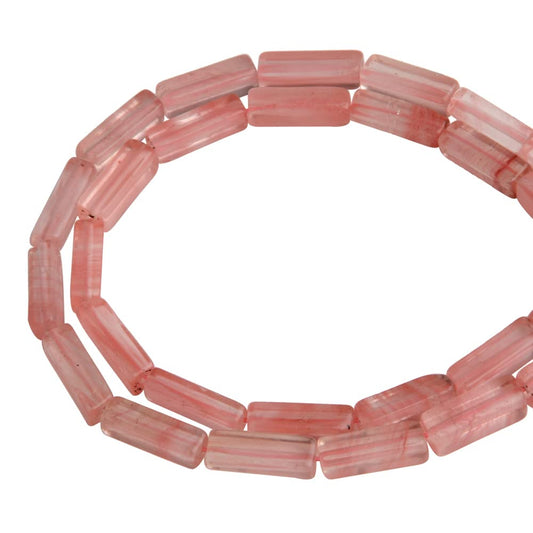 4x13mm Natural Stone Red Watermelon Rectangular Column Tube Cylinder Spacer Loose Beads Gemstone for DIY Bracelets Necklace Jewelry Making Strand 15 Inch (28-30pcs)