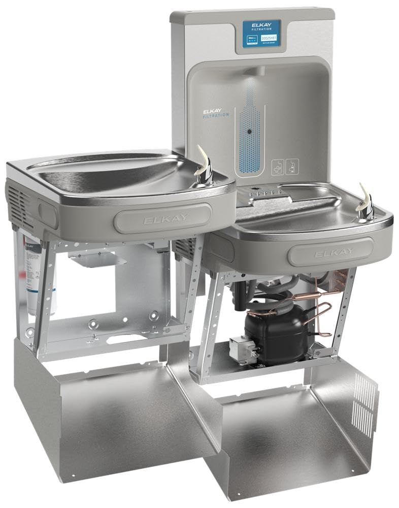 Elkay LZSTL8WSLP Enhanced Bottle Filler & Bi-Level ADA Cooler Refrigerated Light Gray Granite High Capacity Lead Drop Down Wrapper