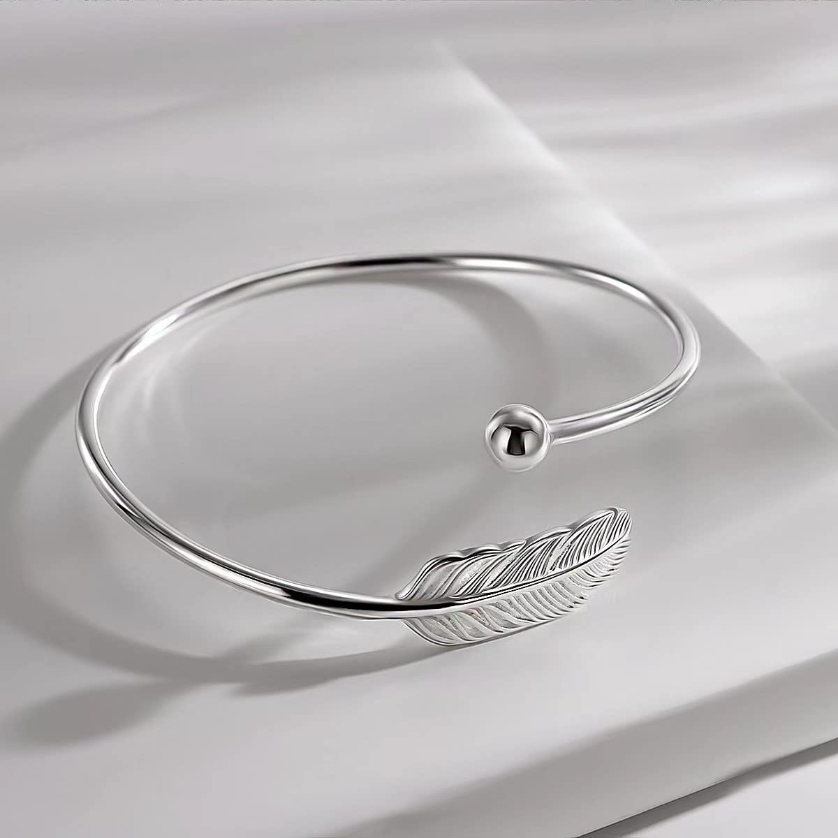 Sterling Silver Bangle Bracelets for Women,Fashion Jewelry Simple Adjustable 925 Silver Cuff Bangles for Women Mom Wife Valentine Mothers Day Gift (Silver-5)