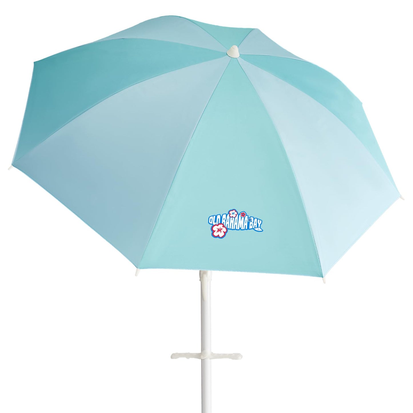 Old Bahama Bay 8ft Beach Umbrella with Sand Anchor & Tilt Mechanism, UPF 50+ UV Protection, Windproof Heavy Duty Portable Sun Shelter with Carry Bag for Beach, Garden & Backyard, Blue