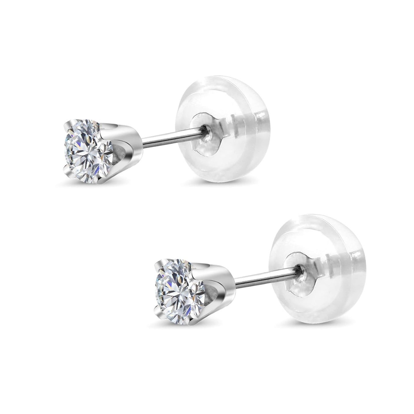 Gem Stone King 0.20 to 6 Cttw 14K Gold Lab Grown Diamond Stud Earrings | Gold Earrings For Women Men | E-F Color | VS1-VS2 Clarity | White Gold | 0.20 Carats - Not IGI Certified