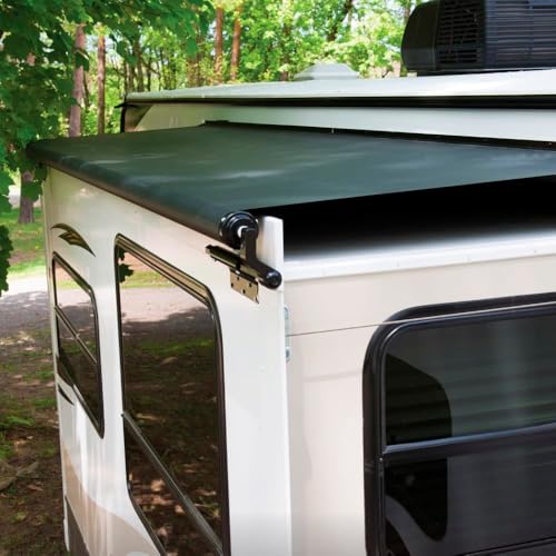 Solera 5000 Series Black Slide Topper RV Slide-Out Awning 7' (6'7" Fabric) 13.5 oz Vinyl Leak-Proof, 48" Extension, Roof, Sidewall Protection, Travel Trailer, 5th Wheel, Motorhome - V000168105