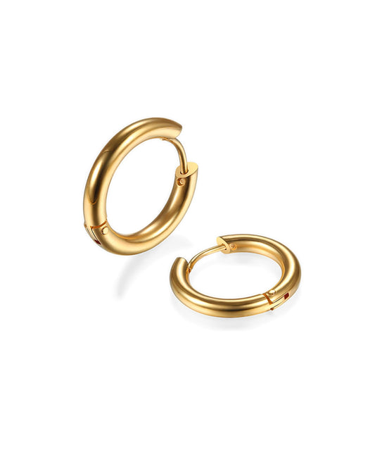 316L Surgical Stainless Steel Huggie Hoop Earrings 14mm Gold Hypoallergenic Earrings Hoop Cartilage Helix Lobes Hinged Sleeper Earrings For Men Women(F01:14mm Gold(THK 2.0mm))