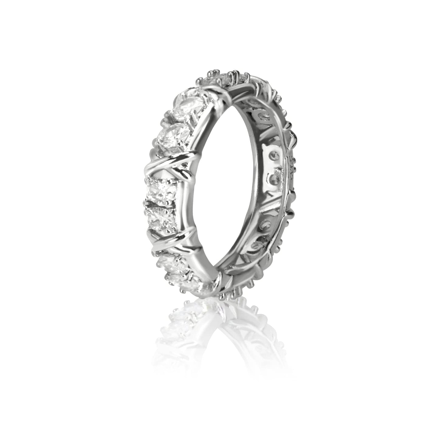 Azjachiny Moissanite Magnetology Lymphvity Ring, Magnetic Zircon Shaping Cross Full Moissanite Diamond Ring, Moissanite Rings for Women Weight Loss, Unclog Bloodstream and Lymph Nodes (Silver, 7)