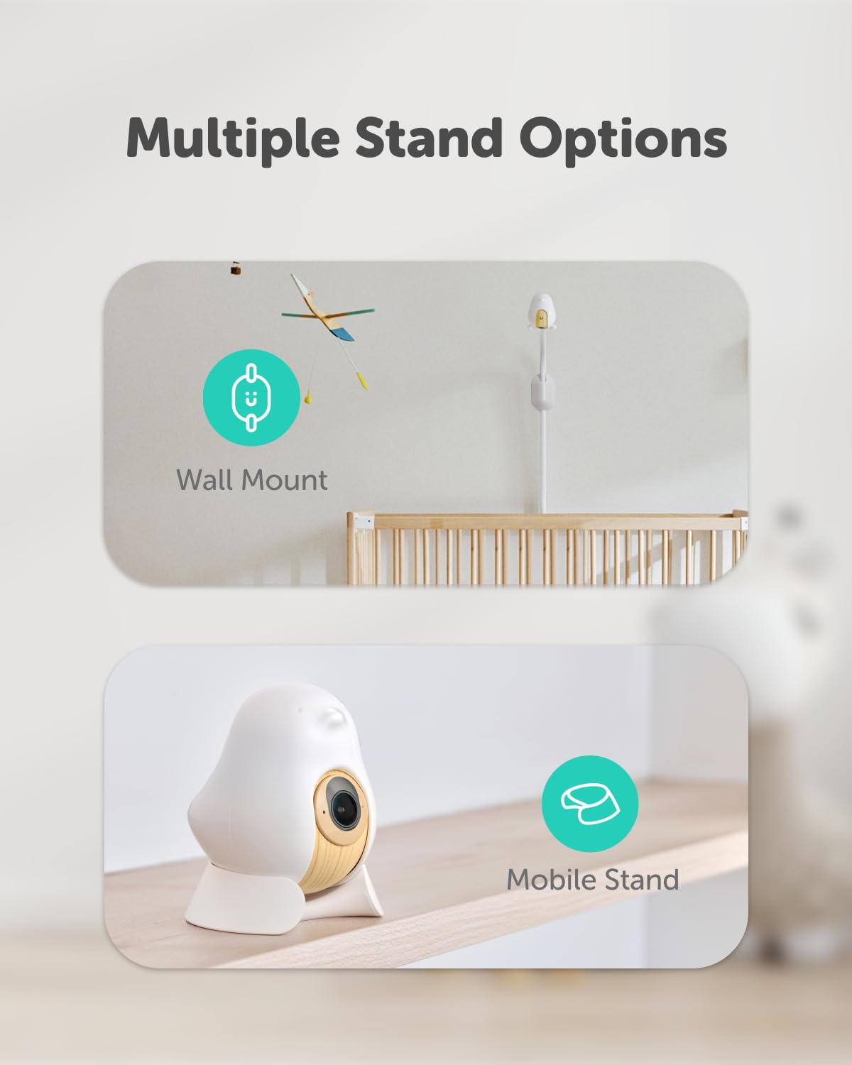 CuboAi 2025 New Model Smart Baby Monitor 3: Sleep Safety Alerts for Covered Face Rollover, 2.5K QHD Night Vision WiFi Camera, 2-Way Audio, Humidity Sensor, Lullabies. App Control (Wall Mount Set)