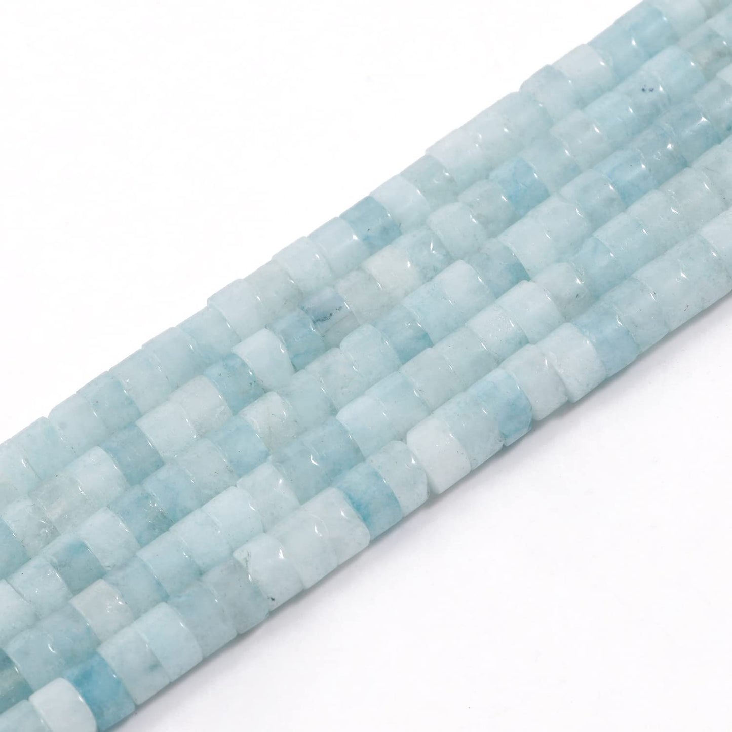 NITOPUPU 150Pcs 4×2mm Natural Aquamarine Spacer Stone Beads for Jewelry Making Supplies, Loose Semi Flat Round Gemstone Tube Beads for Bracelets DIY Crafts