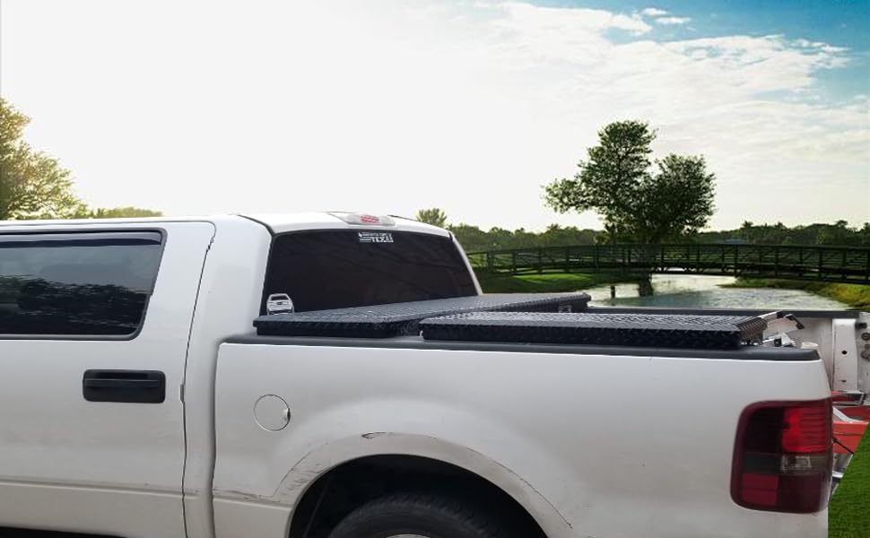 BeoneYuu Aluminum 36 Inch Side Mount Tool Box Black Pickup Truck Bed Storage with Weather Strips (Black)