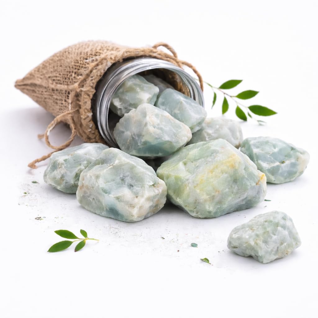 Crocon 1LB Aquamarine Rough Bulk Natural Stone Raw Stone Tumbling Cabbing Polishing Mining Chakra Balancing Reiki and Crystal Healing Good Luck Home Office Decor