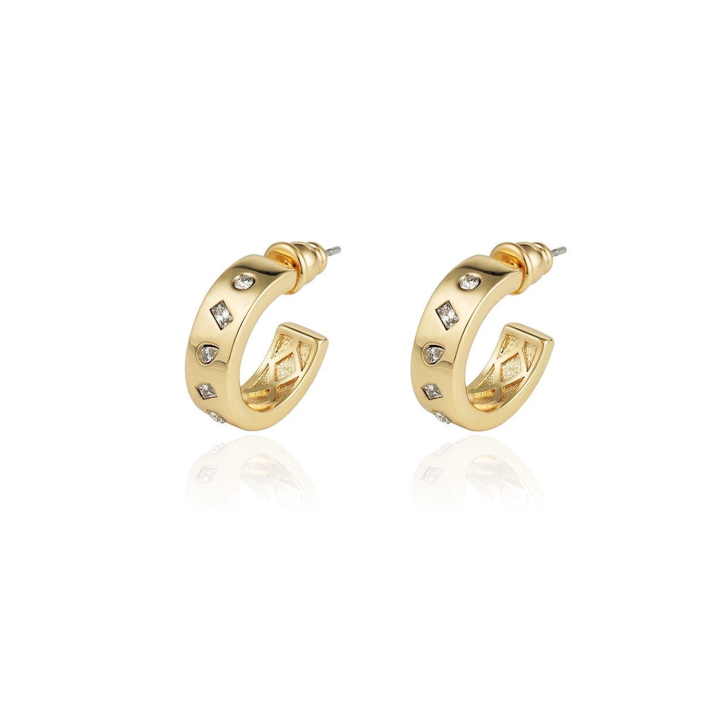 Obidos 14K Gold Plated Chunky Open Hoops | Thick Lightweight Hoop Earrings for Women | Trendy Simple Hypoallergenic Fashion Accessories Gold Jewelry Gifts for Womens (Hoops A-Yellow Gold)