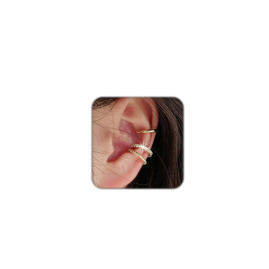 3 Pcs Ear Cuff Earrings For Women Non Piercing Gold Silver Clip On Cartilage Earrings CZ Hoops Ear Cartilage Small Minimalist Wrap Ear Clips Sets Jewelry Gifts (Gold)