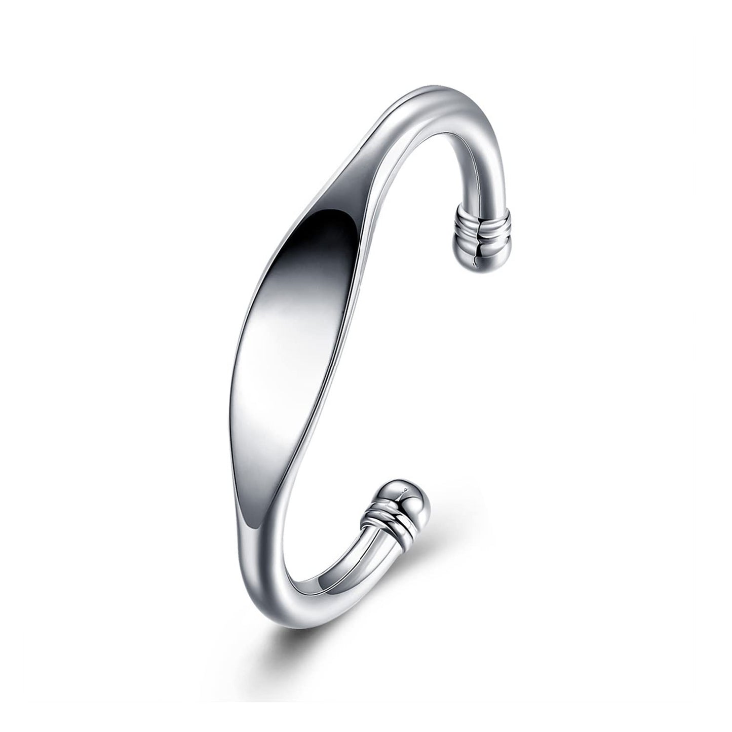 925 Sterling Silver Bangle Bracelets Fahion Open Adjustable Wide Cuff Bracelet for Women Teen Girls Minimalist Unisex Cuff Bracelet High Polish Irregular Cuff Bangles Stackable Bracelet for Men Women