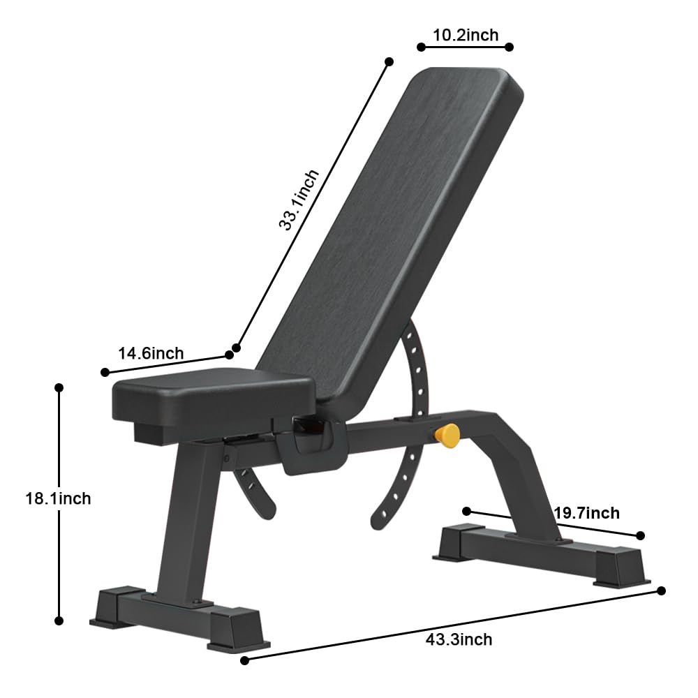 Cometofit Adjustable Bench, Professional Weight Bench, Incline Flat Decline Sit Up Bench,Dumbbell Stool (Black)