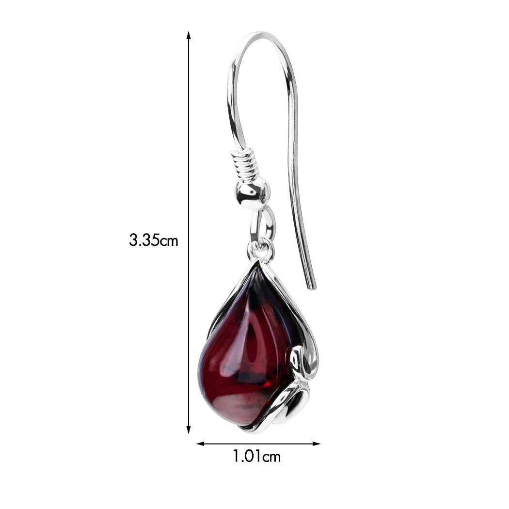 Ian and Valeri Co. Cherry Amber Sterling Silver Earrings Pendant Necklace Set Chain 18 Inches