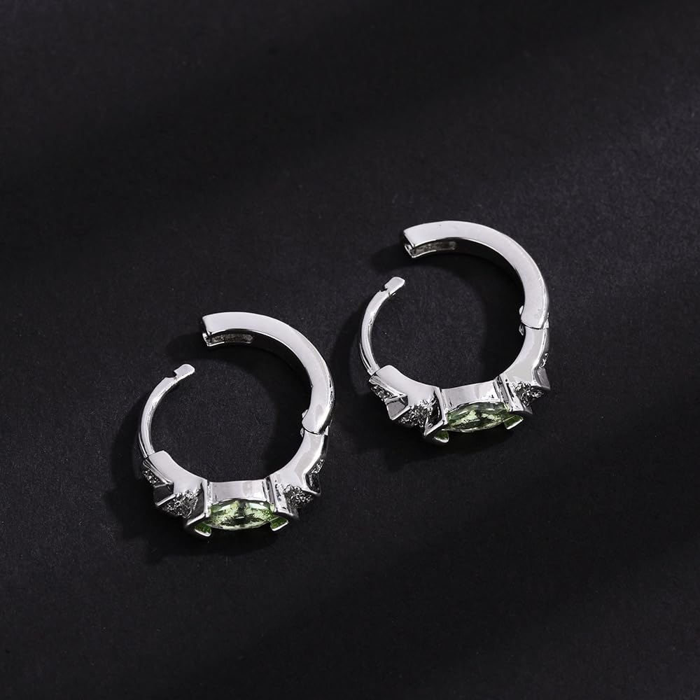 Lymphatic Drainage Slimming Hoop Earrings, Titanium Ion Lymphvity Germanium Earring Acupuncture Therapy Hoop Moissanite Earrings Jewelry for Women Men (light green)