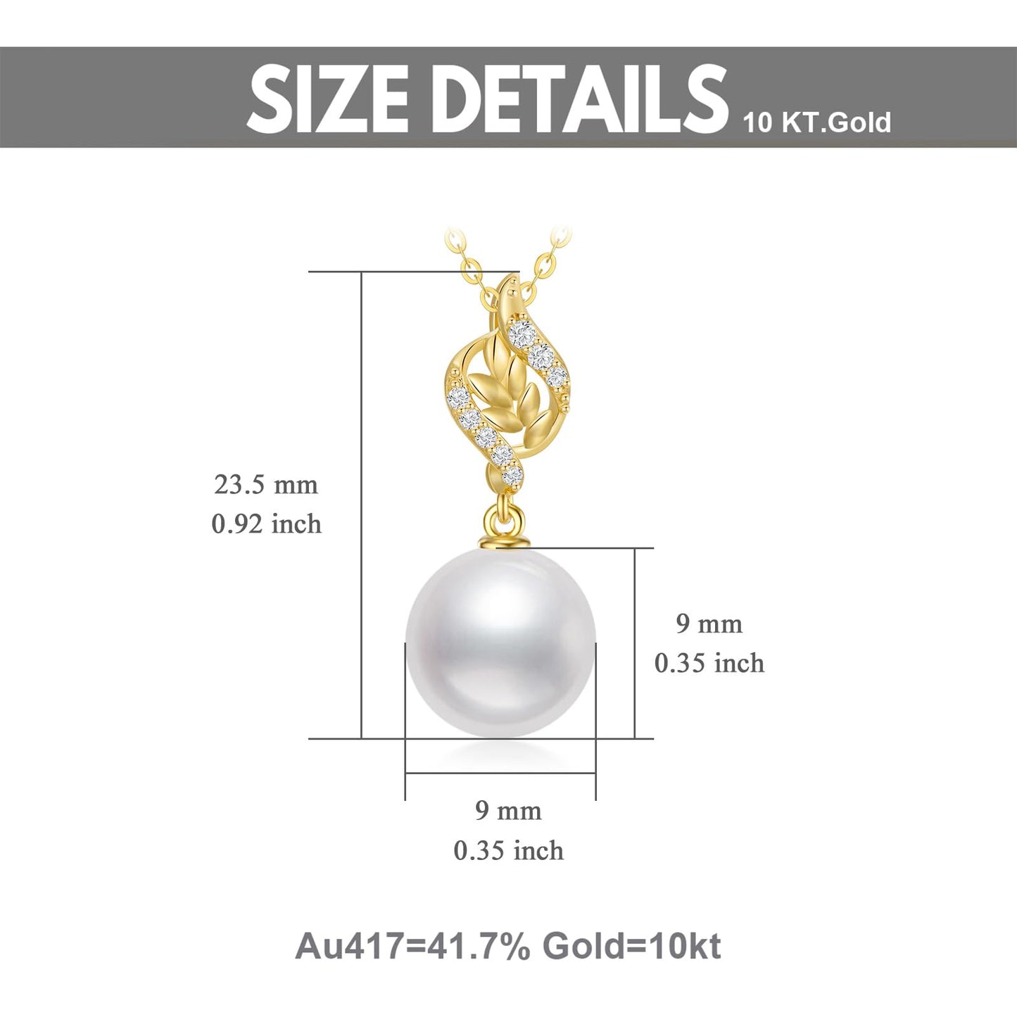 10k Gold Diamond Pearl Necklace and Dangle Earrings for Women, 10kt Gold Jewelry Set for Her