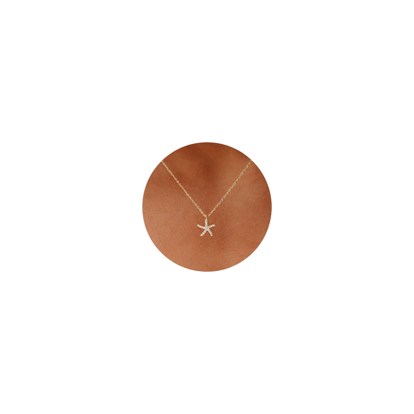 GUOKE Starfish Necklaces - 14K Gold Plated Sea Starfish Necklace Gold Star Fish Simple Dainty Jewelry for Women