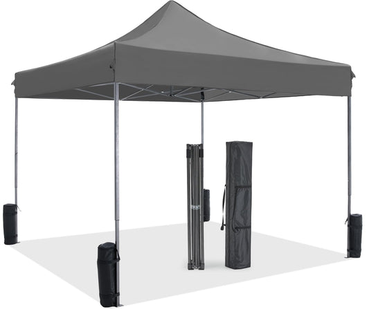 KMFurnila 10x10 FT Pop Up Canopy, Easy Up Canopy Tents for Camping Parties Events, Patio, Beach, Backyard Portable Outdoor Shelter Heavy Duty Instant Sun Shade with Sand Bags