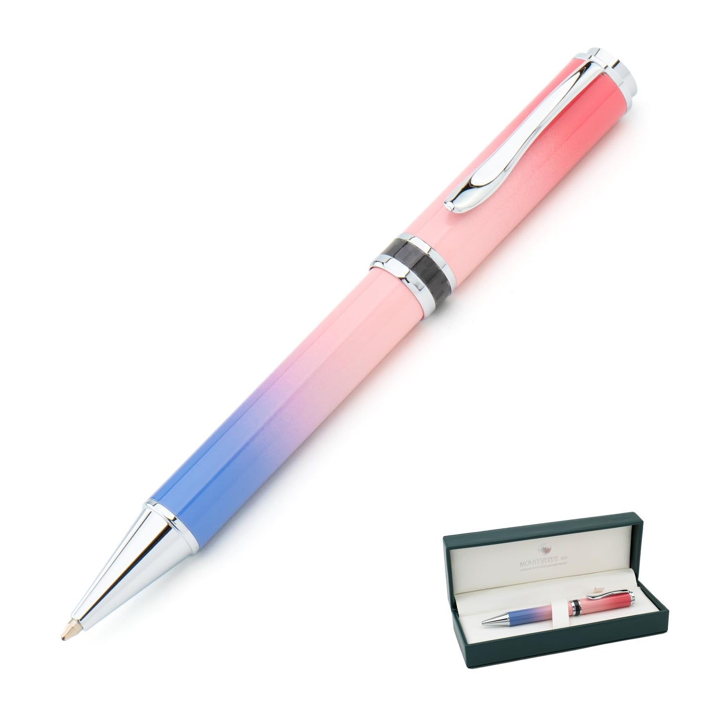 Monteverde USA Innova Ombre Fusion Luxury Ballpoint Pen – Charm Violet/Pink/Magenta Gradient Finish – Smooth Blue Gel Ink – Italian-Inspired, Refillable Parker-Style Pen