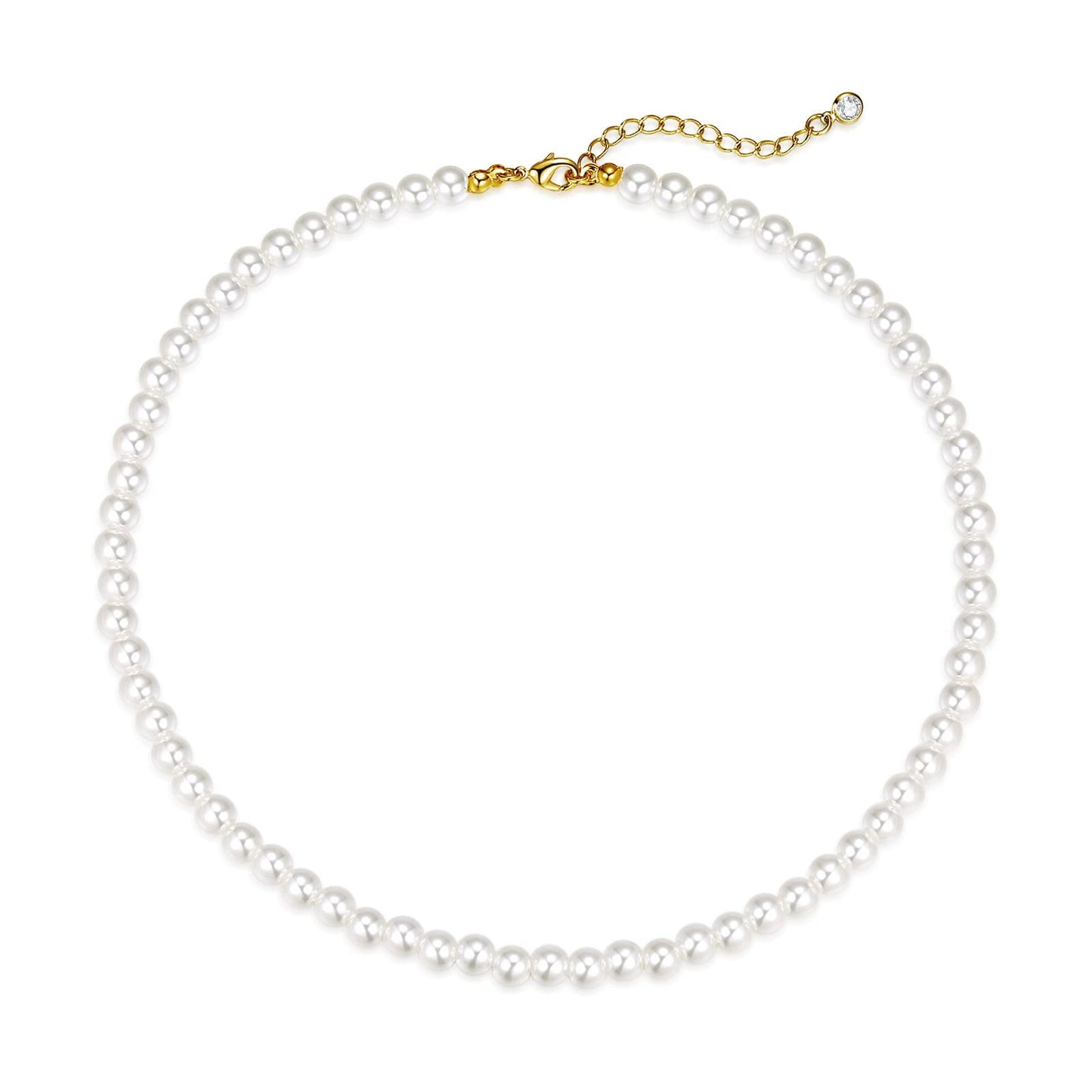 Luxval Pearl Necklaces Choker for Women,Cream White Pearl Jewelry, 14K Gold Plated Handmade Dainty Toggle Clasp Necklace for Women Jewelry Gifts