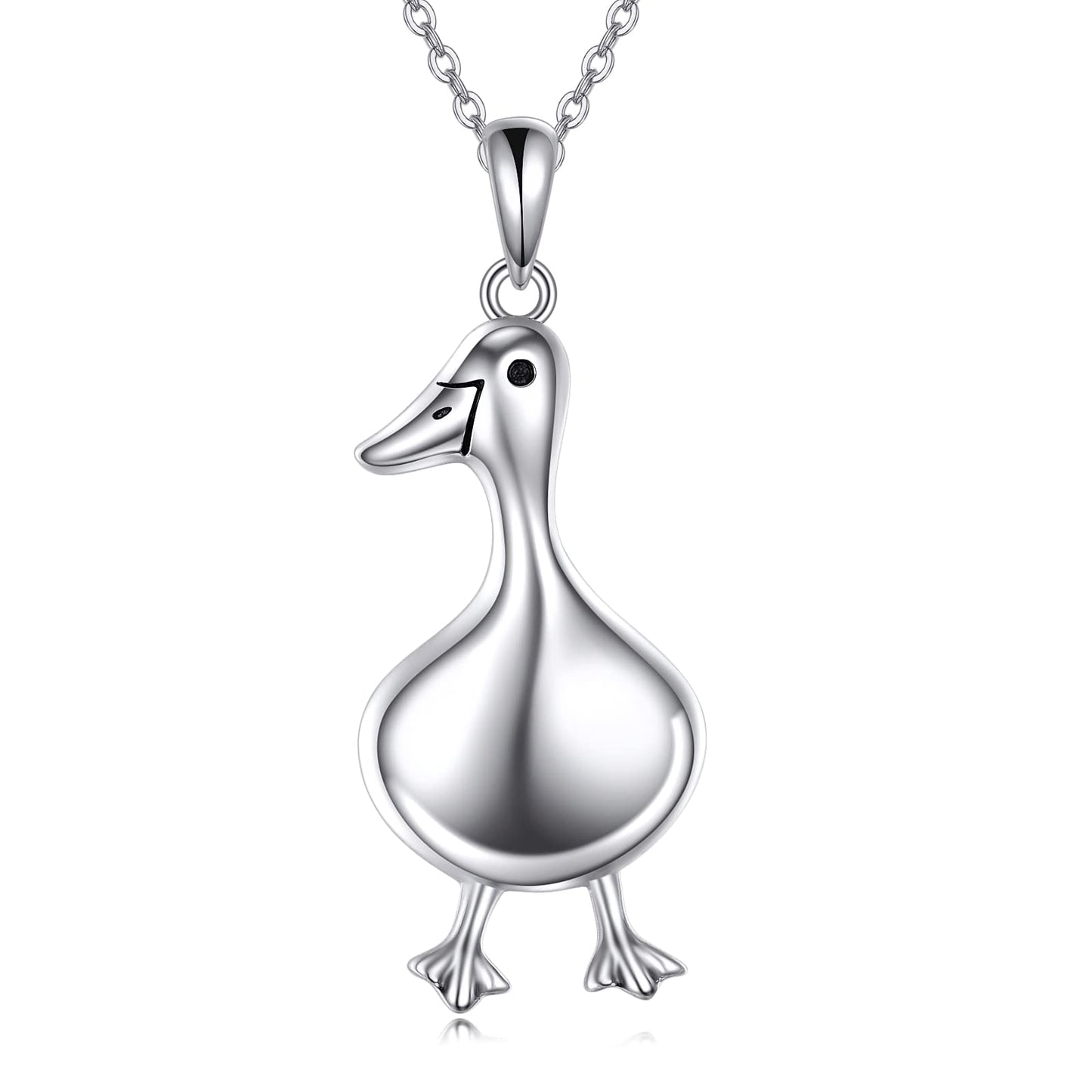 YAFEINI Duck Necklace S925 Sterling Silver Ducks Pendant Necklace Tiny Duck Jewelry Gifts for Women Mom Wife