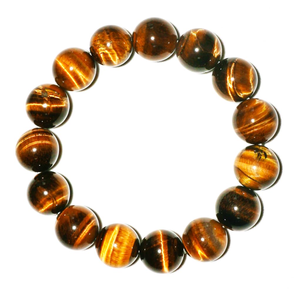 OwizJade 12MM Tigers Eye Mens Bracelet | Fits for About 9 inch XLarge Wrist | Natural Solar Plexus Chakra Gemstones with Golden Brown Cats Eye| Bring Luck Wealth Courage | Protection from Evil