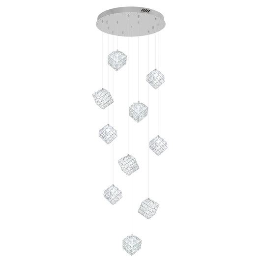 Shial Lighting 10-Lights Foyer Chandelier Modern Crystal Chandeliers Large Chandelier for High Ceilings,Crystal Pendant Light for Living Room Stairwell Dining Room Entryway