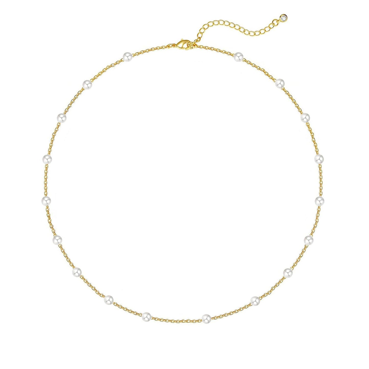 Zeffy Dainty Gold Pearl Necklace for Women Small Pearls Chain Necklace Tiny Pearl Beaded Choker Necklace for Women Simple Jewelry Gifts
