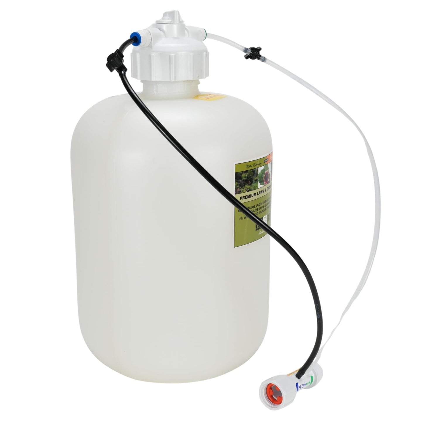 EZ-FLO 2.5‑Gallon Fertilizer Injector | Hose‑Bib & Drip Feeder with Inline Hose Fertilizer Feeder, Covers up to 20 000 sq ft | for On/Off Pressure Only | EZ 2020-HB