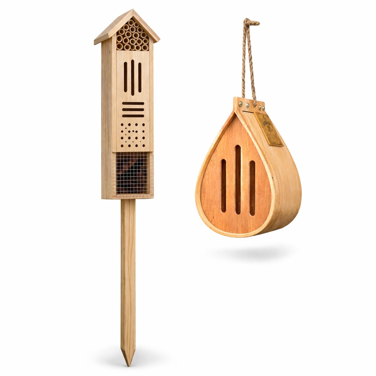 Butterfly Garden Pollinator Set – Wooden Butterfly House & Insect Hotel for Bees, Ladybugs & Beneficial Insects, Outdoor Garden Habitat Backyard Garden, Gift Set,