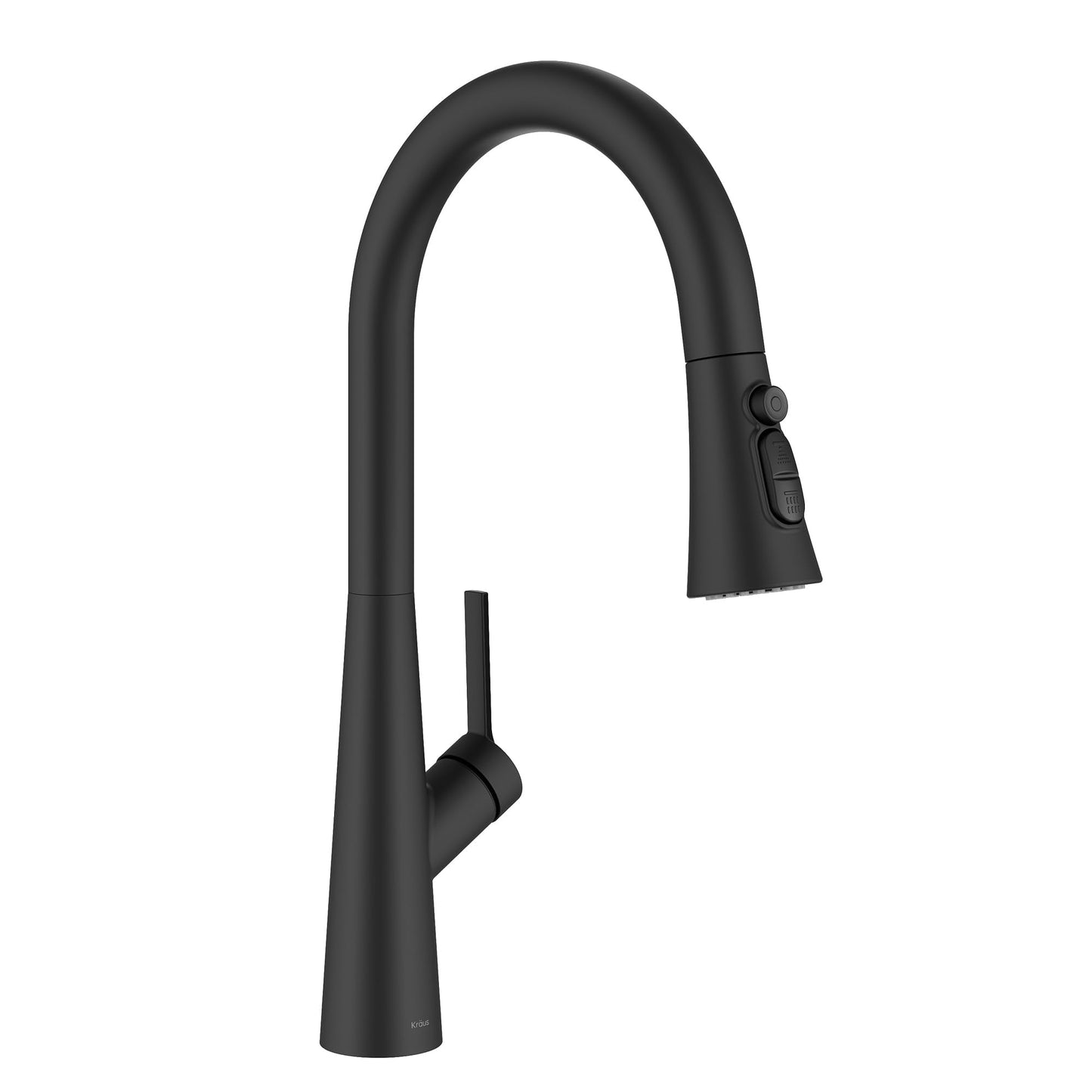 KRAUS Odelia 4-Function Single Handle Pull Down Kitchen Faucet in Matte Black with CleanSweep Blade Spray, KPF-3220MB