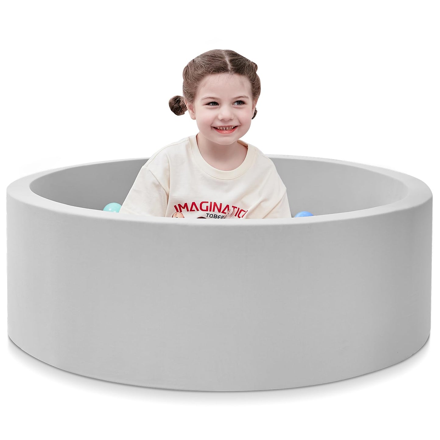 SHJADE Foam Ball Pit, 35.4"x 11.8" Ball Pits for Toddlers, Soft Round Kiddie Baby Playpen Ball Pool for Kids, Ideal Gift for Babies Indoor and Outdoor Game, Grey, (Balls not Included)