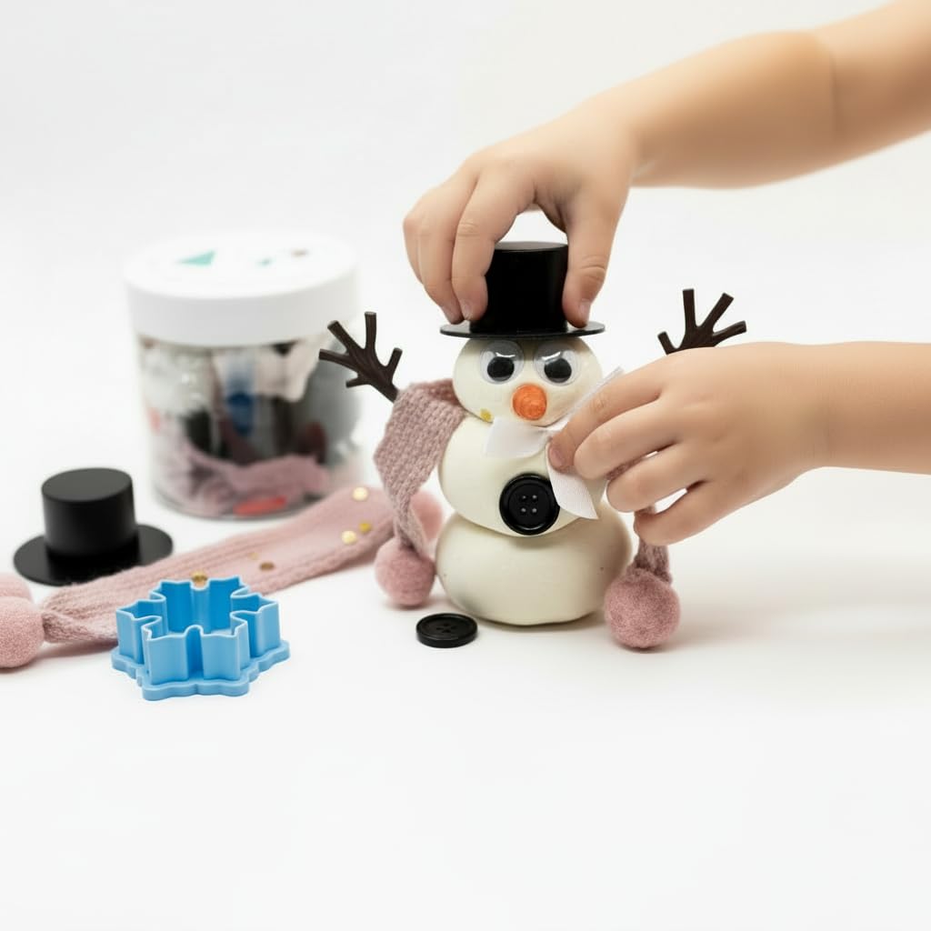 Art of Dough Snowman Sensory Play Kit for Kids – 6oz Homemade Play Dough Jar with Winter Accessories, Fine Motor Preschool Activity, Creative Holiday Toy for Ages 3+
