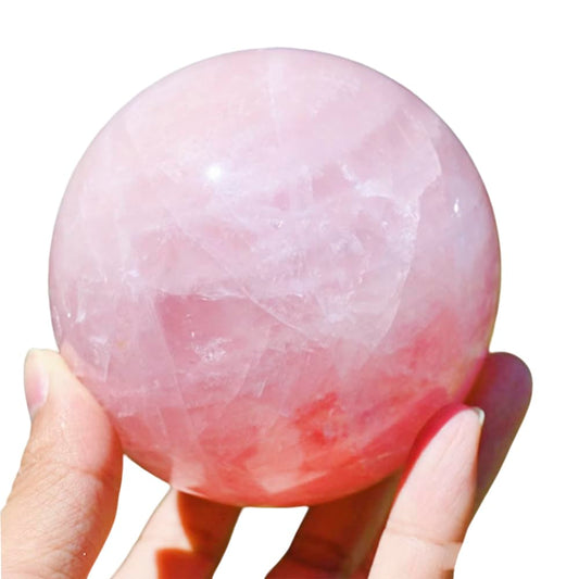5-6CM/1.97-2.36inch Natural Pink Crystal Ball Rose Quartz Sphere Polished Divination Ball Decorative Sphere Healing Crystals Ball Stone Crafts Home Decor Ornament Gifts (50-60mm, Pink Crystal)
