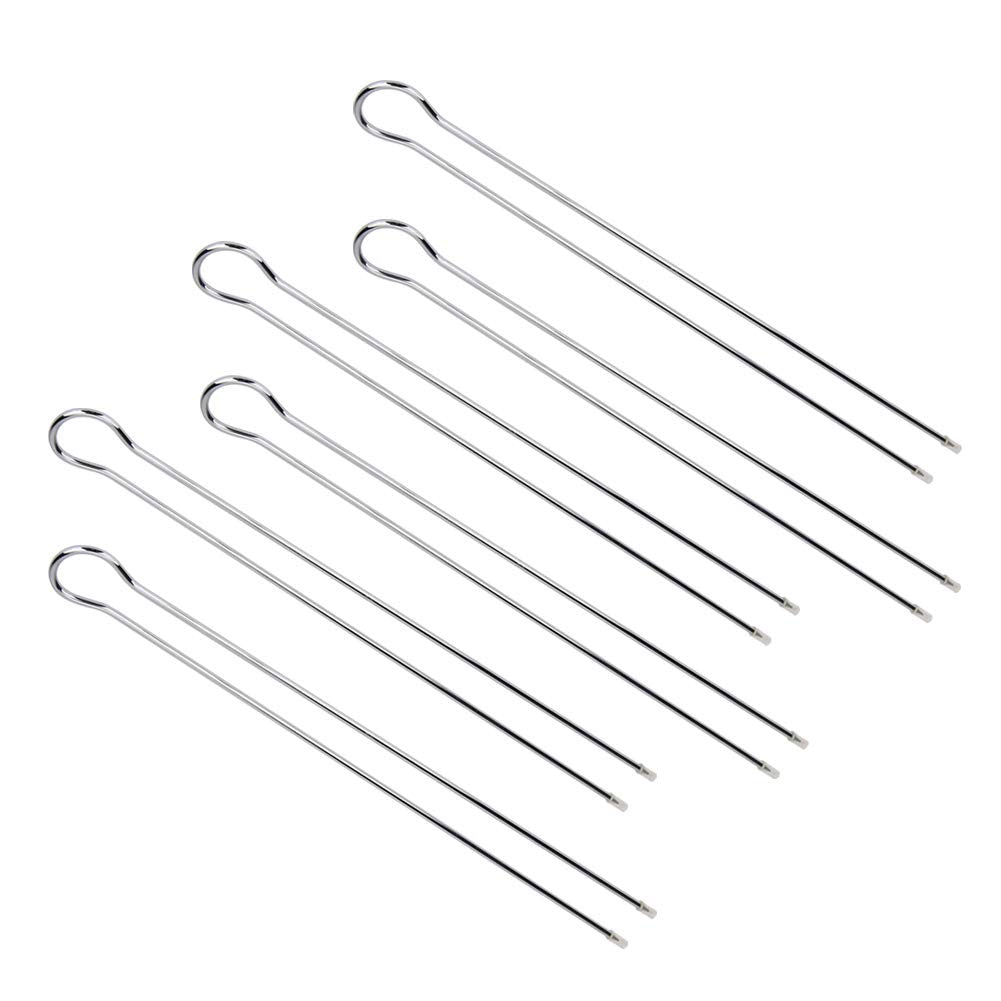 CYTGOUPER 6 Pcs Metal Skewers for kabobs, 12inch BBQ U-Shaped Telescopic Barbecue Skewers,Double Pronged Design Chicken Skewers BBQ Grill Set for BBQ Cookouts Picnic Camping Oven