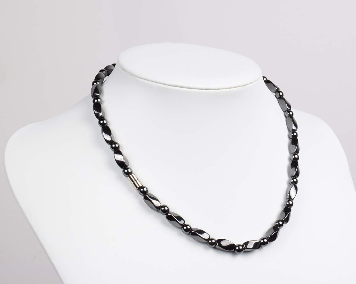 IRUMENG Magnetic Hematite Necklace for Men Women, Magnetic Stone Necklace to Soothe Neck Shoulder Discomfort, Reduce Fatigue Improve Daily Relaxation-21.6 inch (55cm)